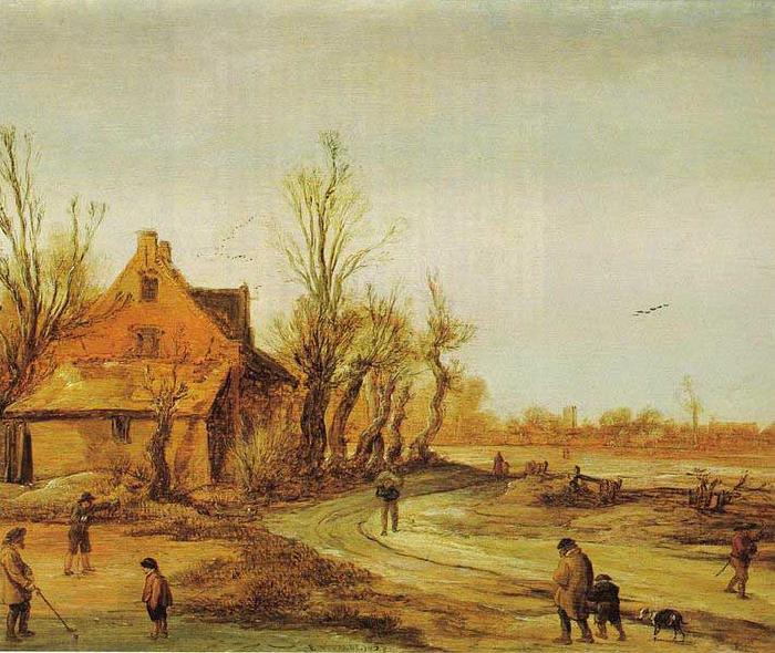 Esaias Van de Velde A Winter Landscape oil painting picture